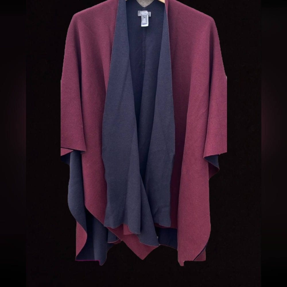 Martha Stewart Burgundy and Navy Poncho